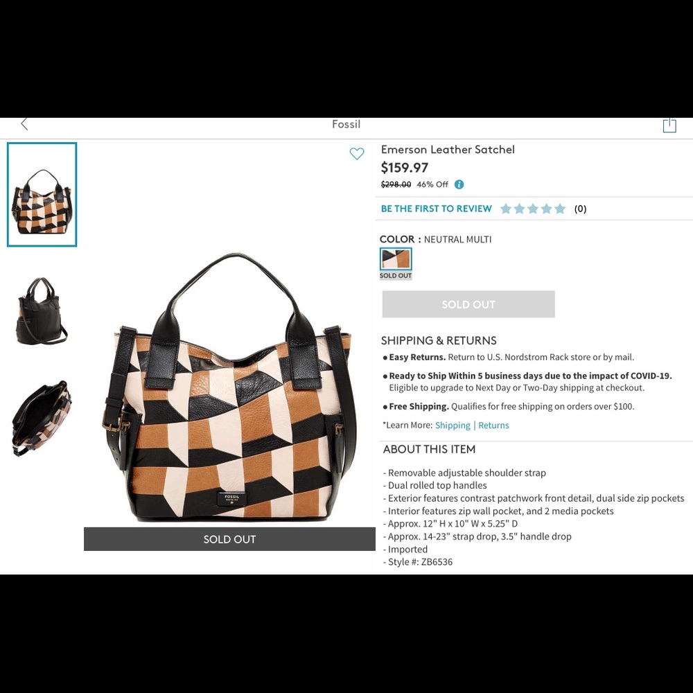 Fossil Emerson leather satchel